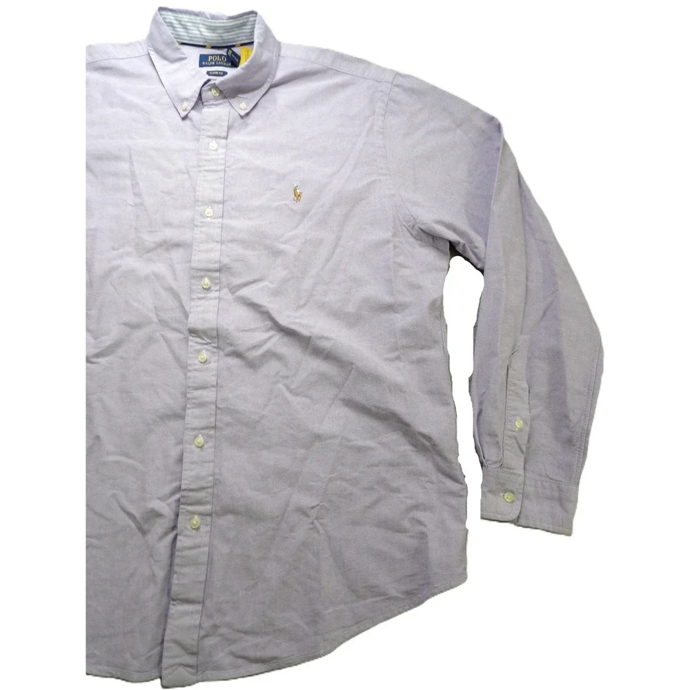 Polo Ralph Lauren Men XL Purple Oxford OCBD Shirt Cotton Button Down Flesh Pony